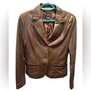 Identify Brown Leather Blazer Size 8